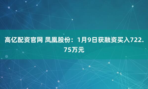 高亿配资官网 凤凰股份：1月9日获融资买入722.75万元